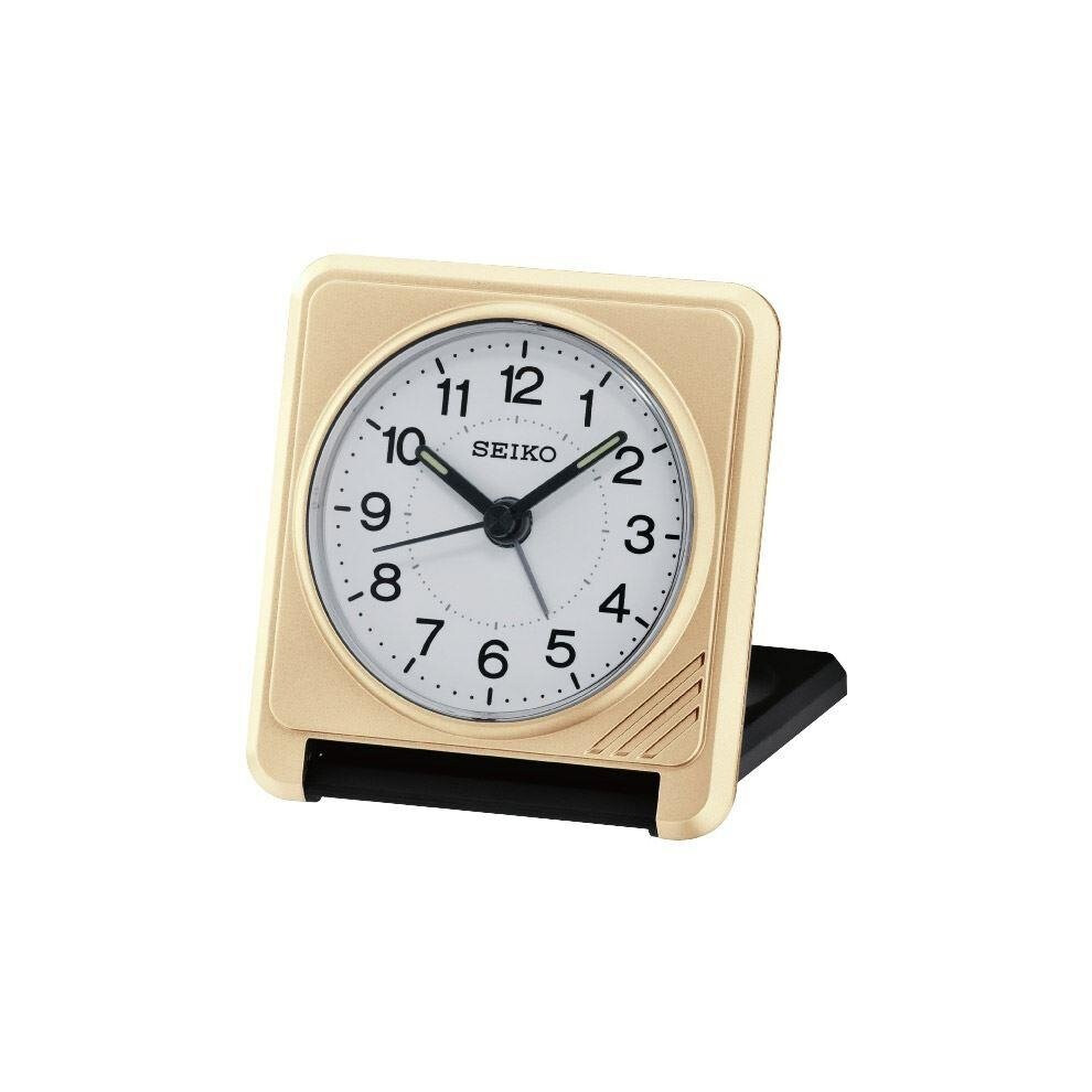 Seiko Travel Alarm Clock Plastic Analogue -  Gold (QHT015G)