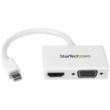 StarTech.com Travel A/V adapter: 2-in-1 Mini DisplayPort to HDMI or VGA converter - White