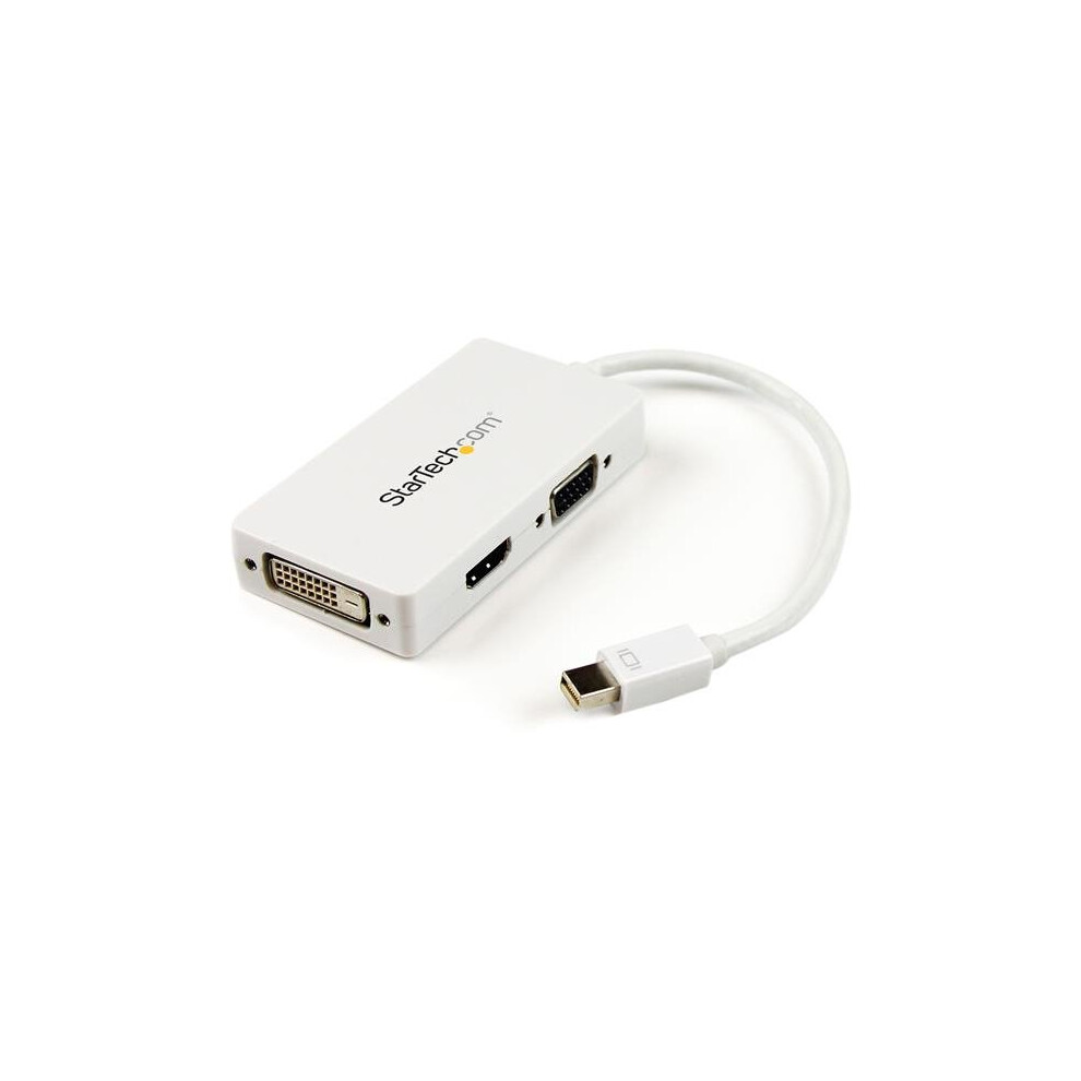 Startech.com Travel A/V Adapter: 3-In-1 Mini Displayport To Vga Dvi Or Hdmi Converter - White