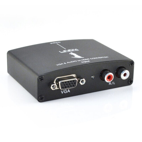 VGA og lyd til HDMI-konverter LINDY Sort