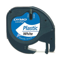 Ruban plastique - DYMO - LetraTag S0721660 - 12mm x 4m - Noir/Blanc - Étiquettes résistantes