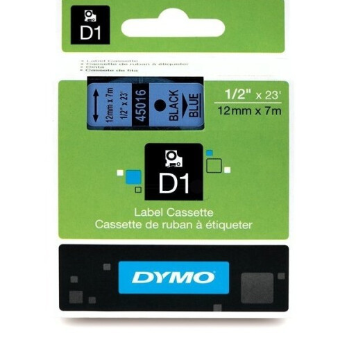 DYMO Cassetta di nastro DYMO LabelManager D1 12mm x 7m Nero/Blu (compatibile con LabelManager e LabelWriter Duo)