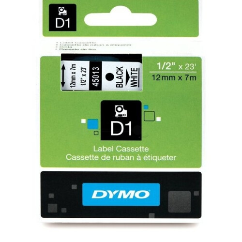 DYMO DYMO D1 Standard - Black on White - 12mm