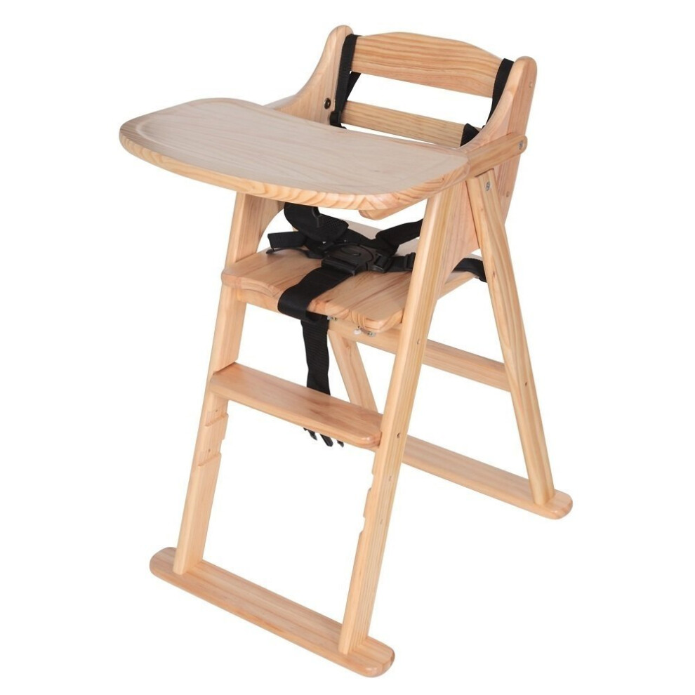 Safetots Simply Safe Folding Wooden High Chair Natural