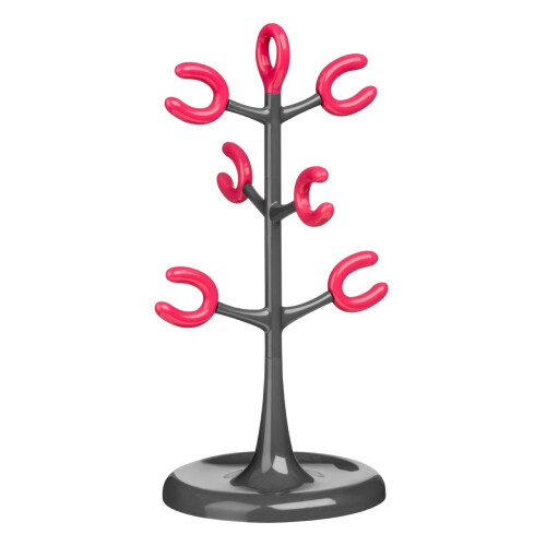 Premier Housewares 6 Cup Mug Tree - Grey/Hot Pink