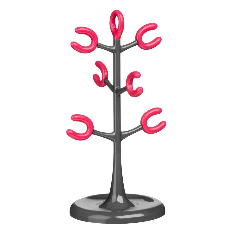 6 Cup Mug Tree - Grey/Hot Pink