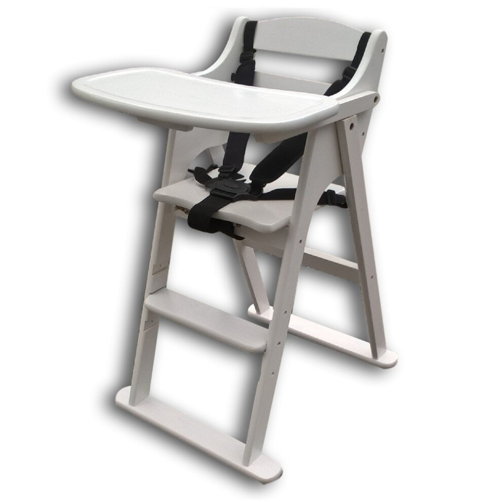 (White) Safetots Putaway Folding Wooden Highchair