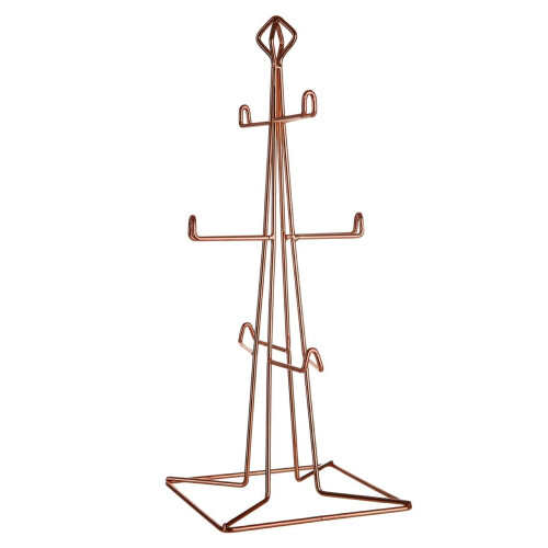 Premier Housewares Vertex 6-Cup Copper Plated Mug Tree | Rose Gold Mug Stand