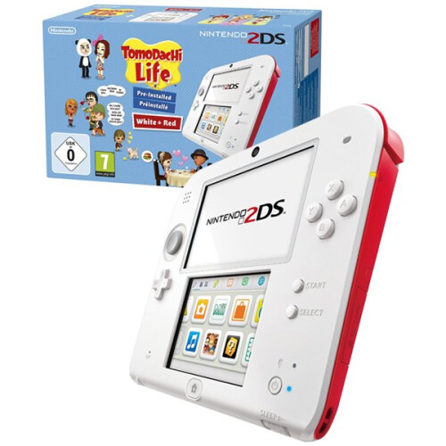 Refurbished Nintendo Nintendo 2DS Console Red and White + Tomodachi Life Game Pre-installed
