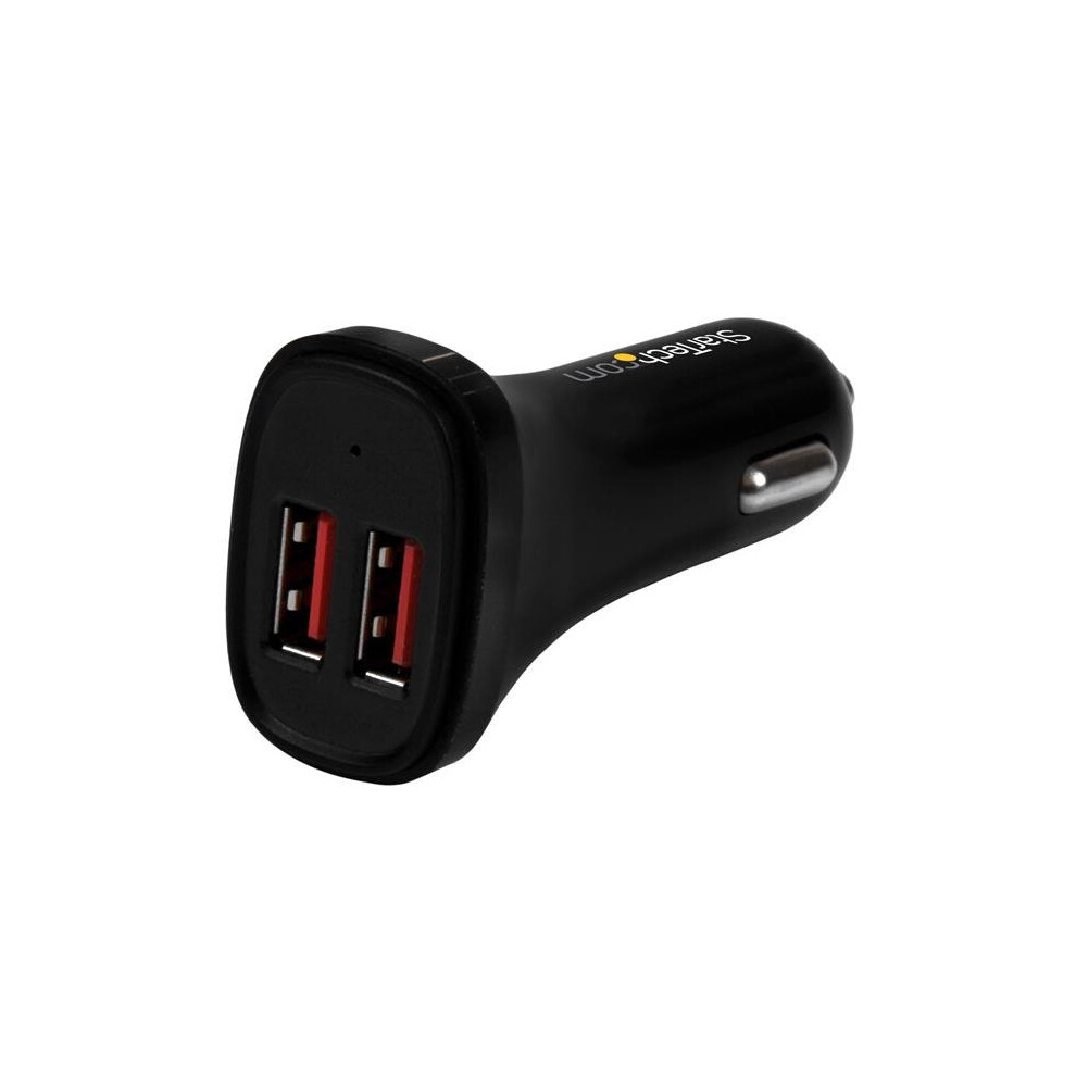 StarTech.com Dual-Port USB Car Charger - 24W/4.8A - Black