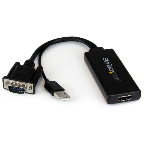 StarTech.com VGA-HDMI-sovitin - STARTECH.COM - 1080p - Ääni - USB-virta - Musta