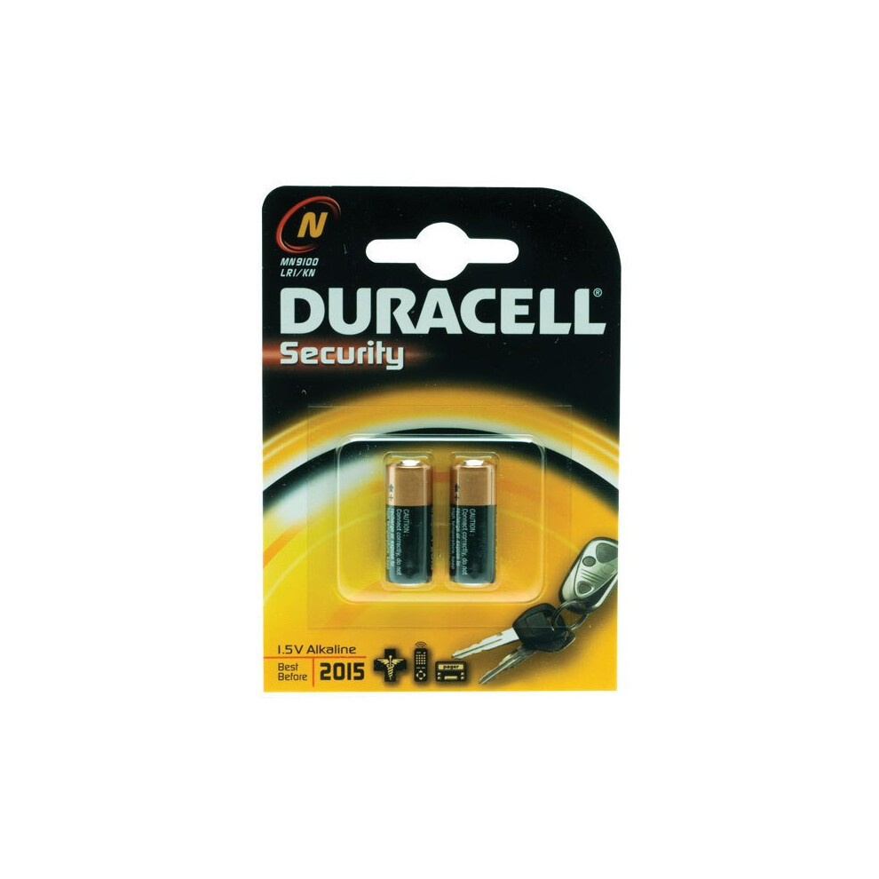 DURACELL N MN9100B2 1.5V ALKALINE BATTERY  30.2MM X 12MM (PACK OF 2) LR1, AM5, UM5, KN, 4001,