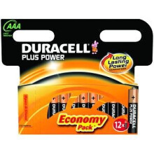 Duracell MN2400B12 AAA 1.5V Alkaline Battery - Non-Rechargeable 12 Pack Long-Lasting Power