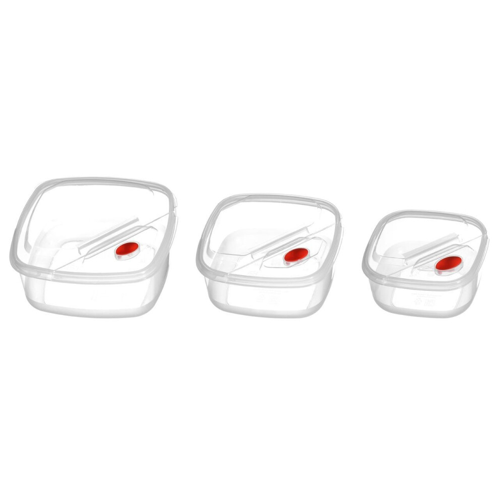 Set of 3 Clear Plastic Storage Containers, Plastic Containers with Lid Steam Vents, Insulated Containers