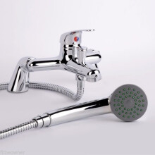Chrome Single Lever Bath Mixer Tap & Handheld Shower Head