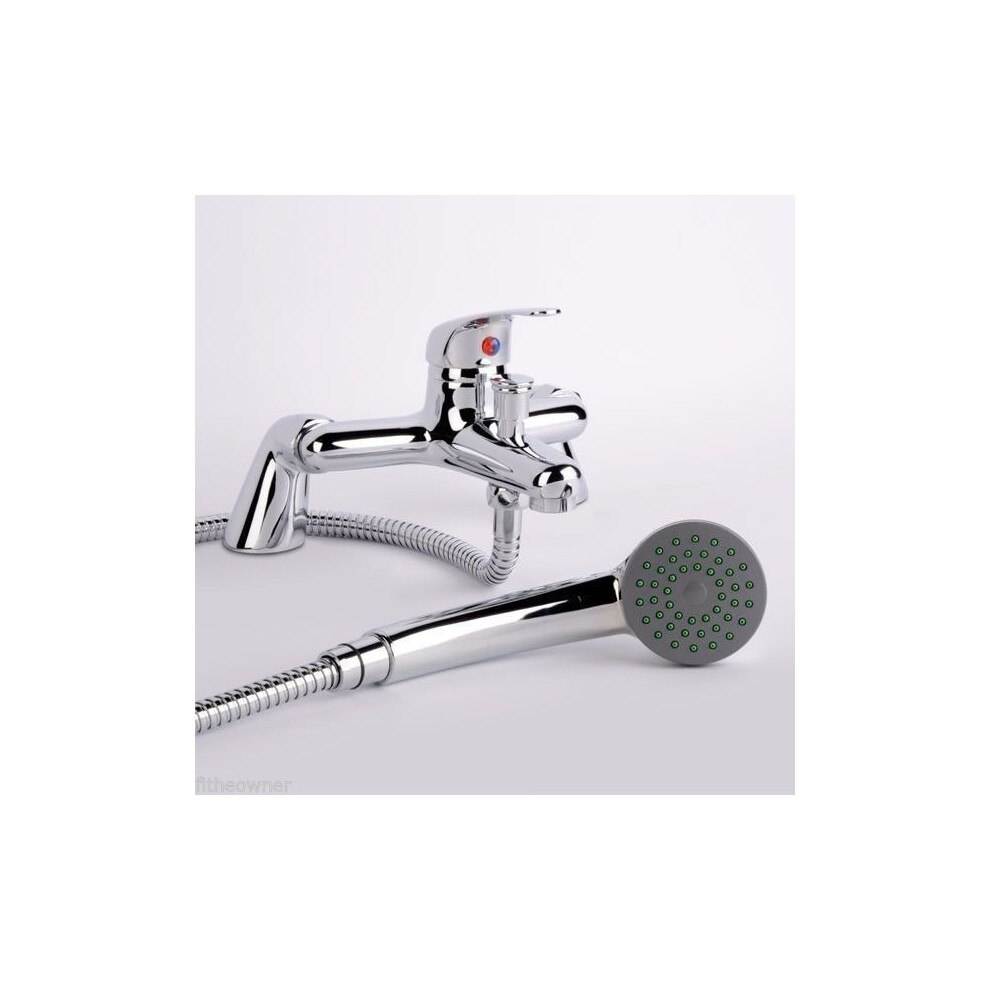 Chrome Single Lever Bath Mixer Tap & Handheld Shower Head