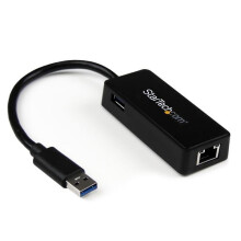 USB 3.0 netwerkadapter naar GbE met USB-poort - Gigabit Ethernet USB naar RJ45 netwerkkaart - Zwart - USB31000SPTB
