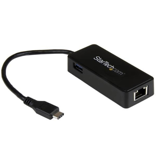StarTech.com Verkkoadapteri - STARTECH - USB-C:stä RJ45:een - Gigabit Ethernet - Lisä-USB-portti - Musta