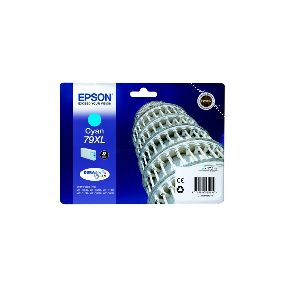 Epson C13t79024010 (79Xl) Ink Cartridge Cyan, 2K Pages, 17Ml Blue
