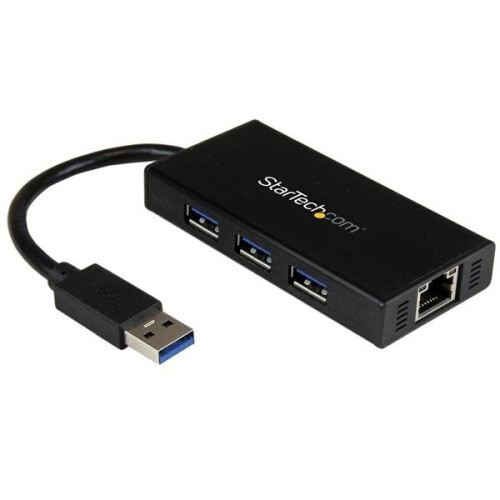 StarTech.com Hub USB 3.0 - STARTECH - ST3300GU3B - 3 porte - Gigabit Ethernet - Alluminio