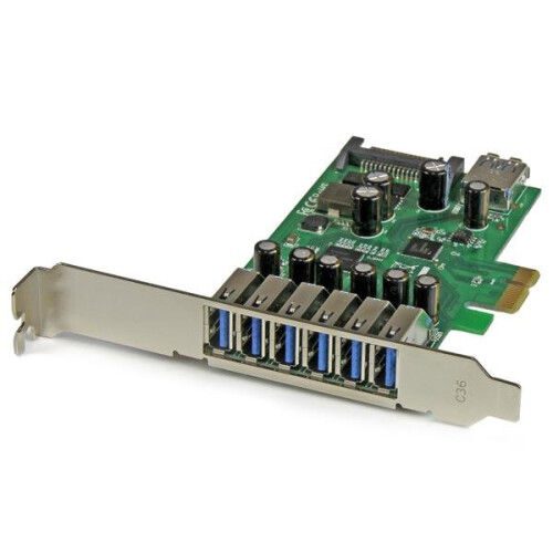 StarTech.com StarTech.com PCI Express controller kaart met 7 USB 3.0 poorten - 6 extern en 1 intern - SATA voeding (PEXUSB3S7)