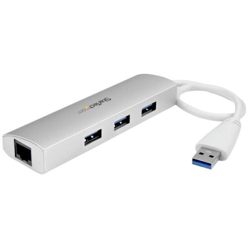 StarTech.com StarTech.com 3-Port Portable USB 3.0 Hub plus Gigabit Ethernet - Built-In Cable
