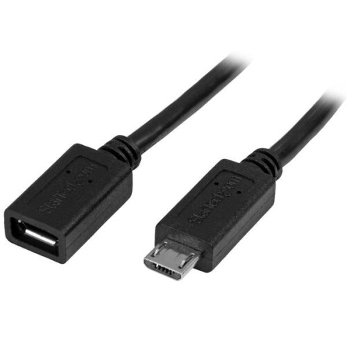StarTech.com Cabo de extensão micro USB STARTECH.COM - Extensão USB Micro B para Micro B - Extensor Micro USB - M/F - 50 cm - Preto