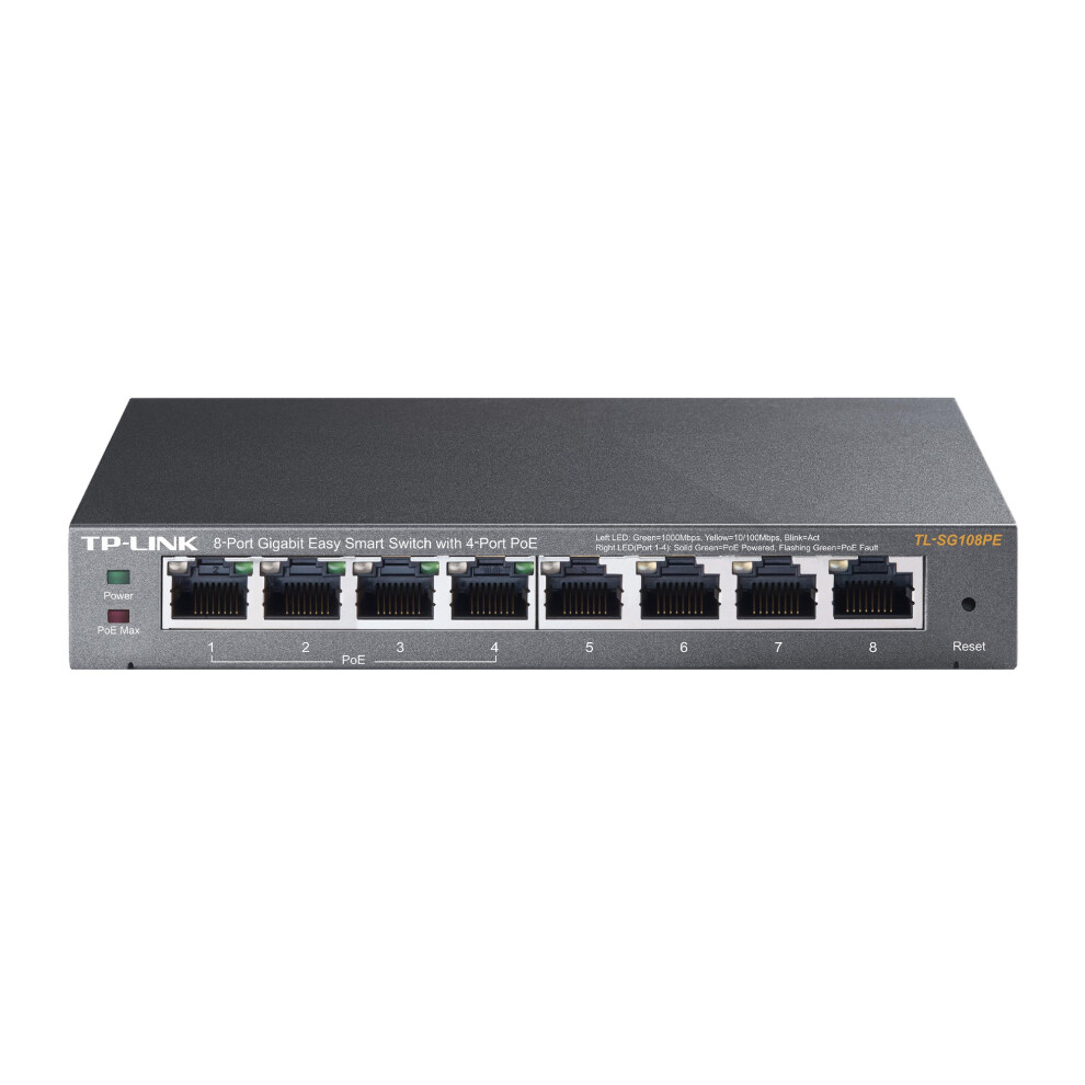 TP-LINK 8-Port Gigabit Easy Smart Switch with 4-Port PoE Unmanaged network switch Gigabit Ethernet (10/100/1000) Power over Ethernet (PoE)