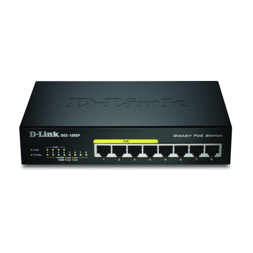D-Link DGS-1008P - Gigabit-Switch 8 Ports