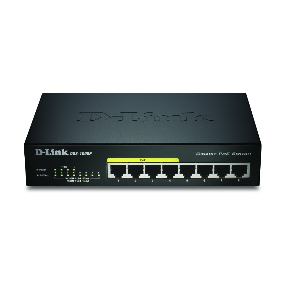 D-Link DGS-1008P/E L2 Power over Ethernet (PoE) Black network switch