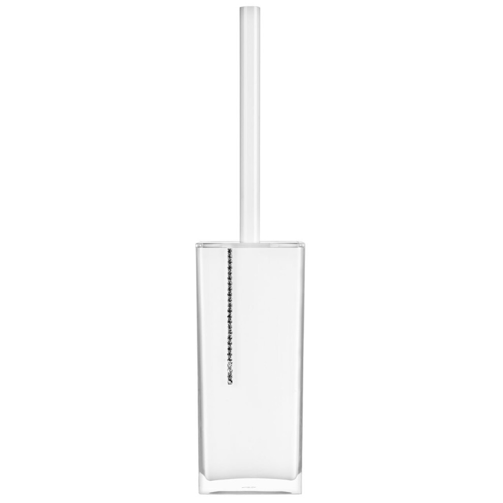 Premier Housewares Acrylic Toilet Brush & Holder With Diamante Detail - White