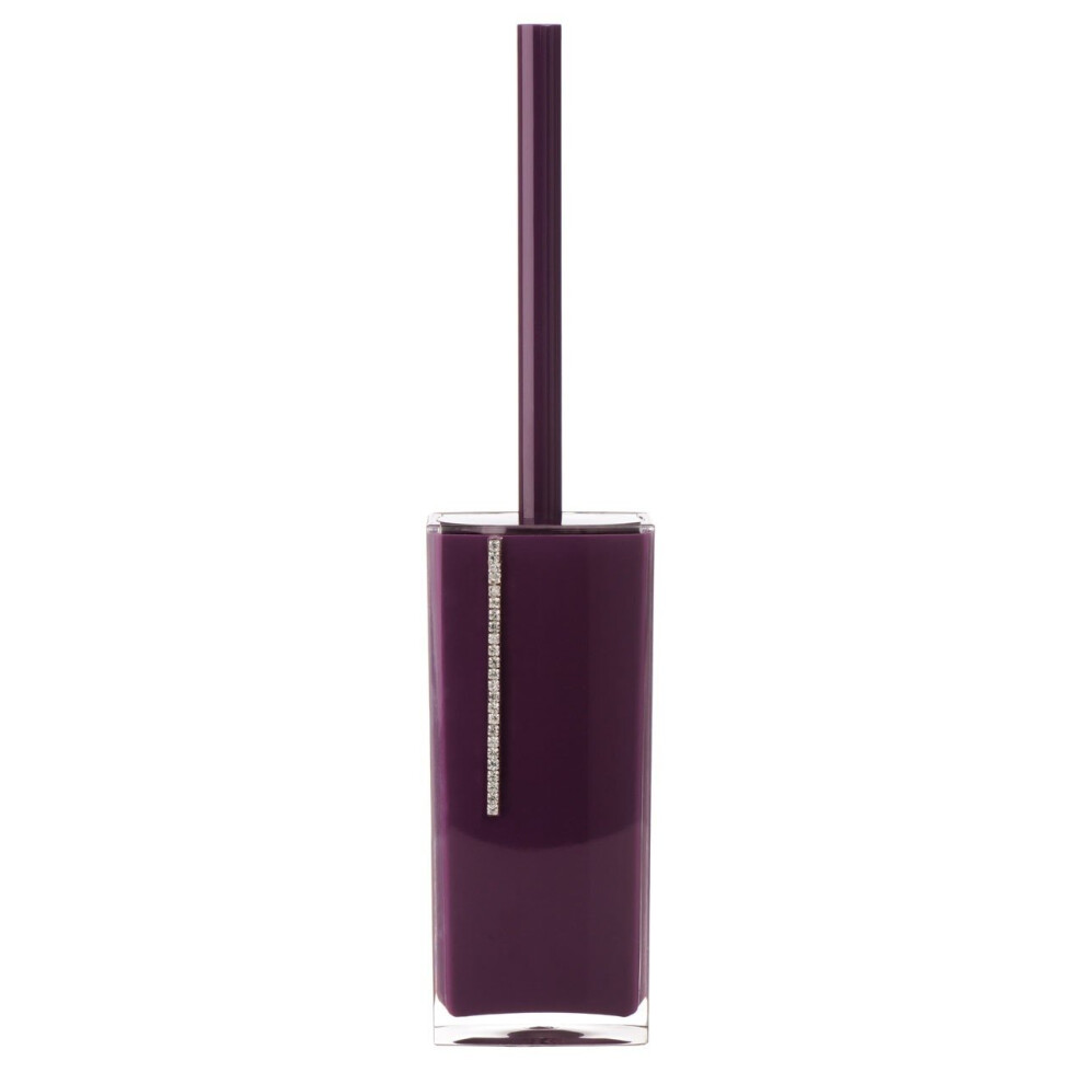 Acrylic Toilet Brush & Holder with Diamante Detail - Purple