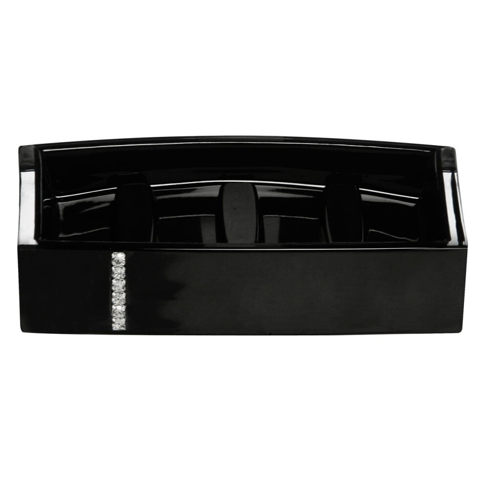 Premier Housewares Acrylic Soap Dish With Diamante Detail - Black