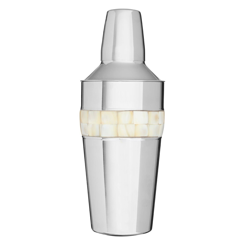 Premier Housewares Cocktail Shaker With Mother Of Pearl Inlay Design, Silver