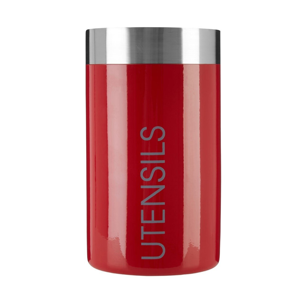 Liberty Utensil Holder - Red: Durable Stainless Steel Canister for Tidy Countertop Storage (PF-0508534)