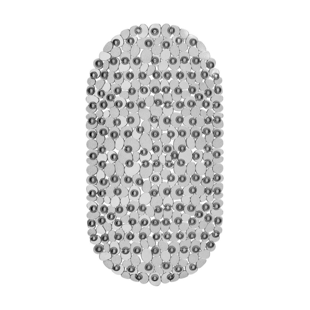 Pebble Design Oval Bath Mat, Transparent Grey