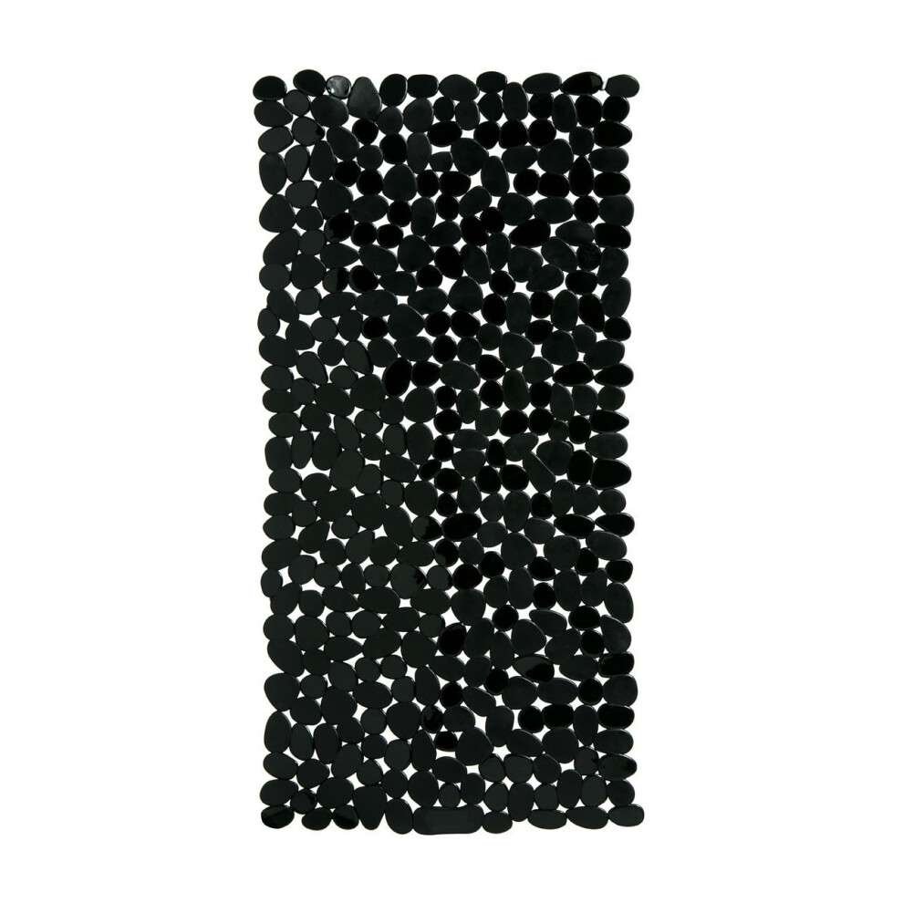 Pebble Design Rectangular PVC Bath Mat, Black