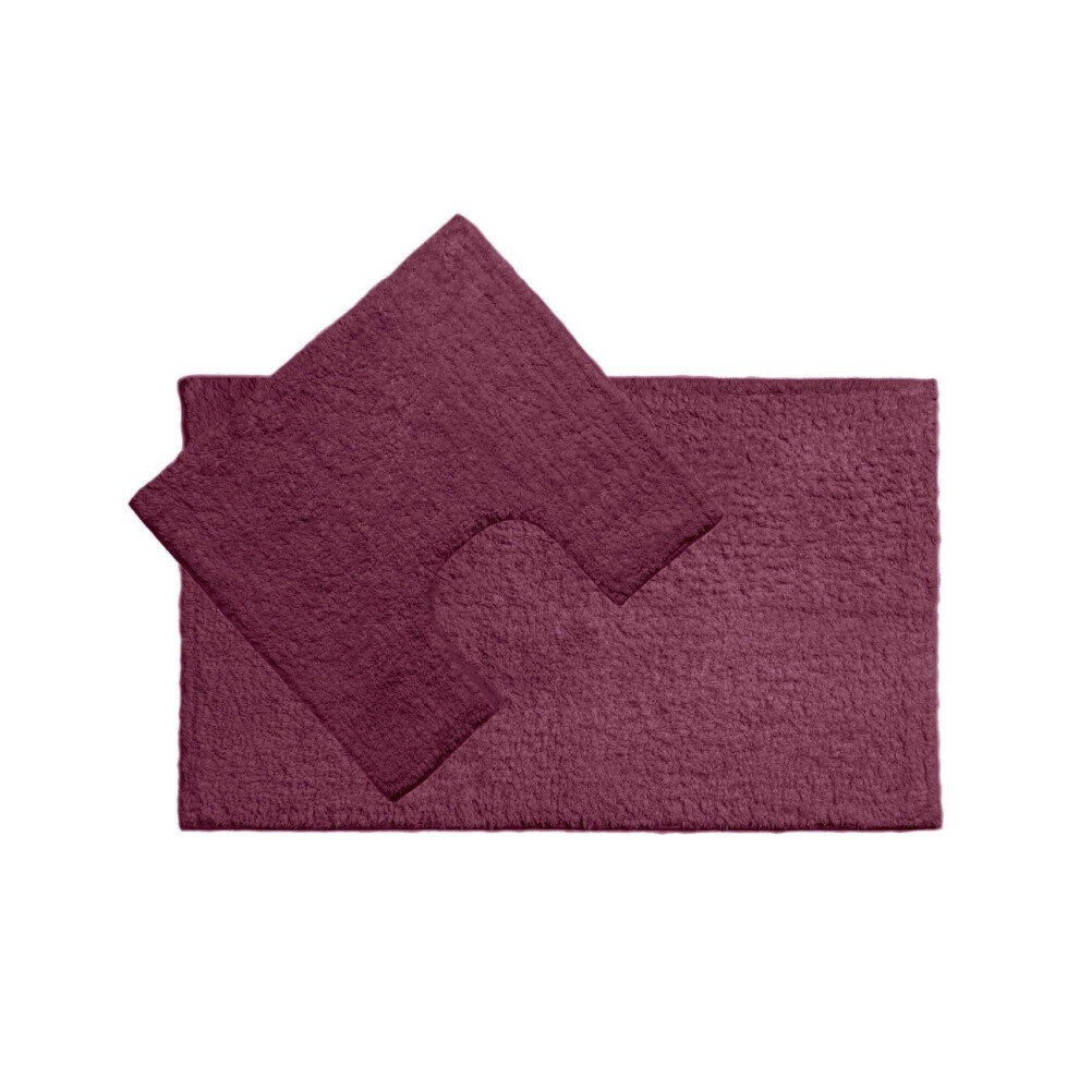 Premier Housewares Cotton Bath Mat And Pedestal Set - Purple