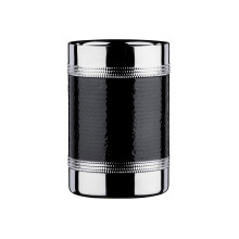 Bottle Cooler with Hammered Black Band - Stainless Steel
