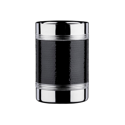 Premier Housewares Bottle Cooler with Hammered Black Band - Stainless Steel