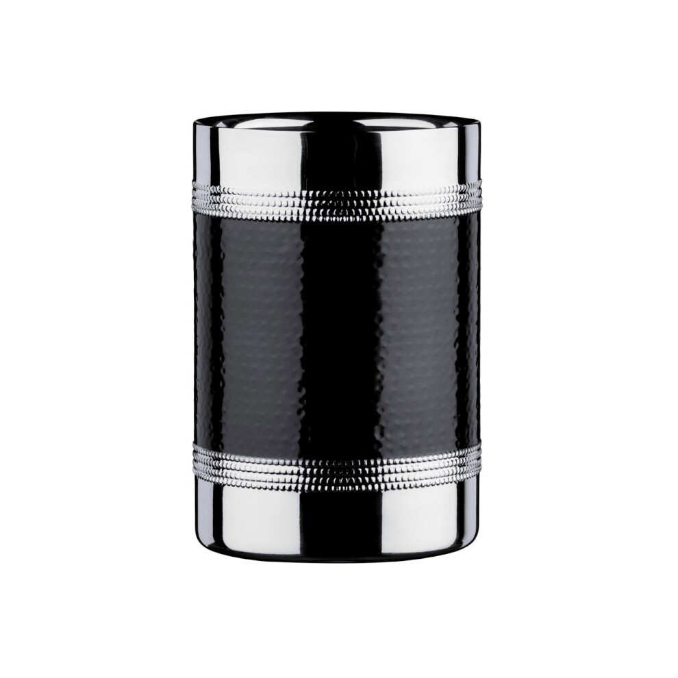 Premier Housewares Bottle Cooler With Hammered Black Band - Stainless Steel