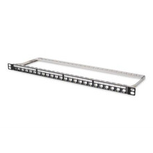 DIGITUS Blindado Modular Patch Panel 24 Portas Área de Registro 0,5 UH Montagem em Rack Cor Preta RAL 9005
