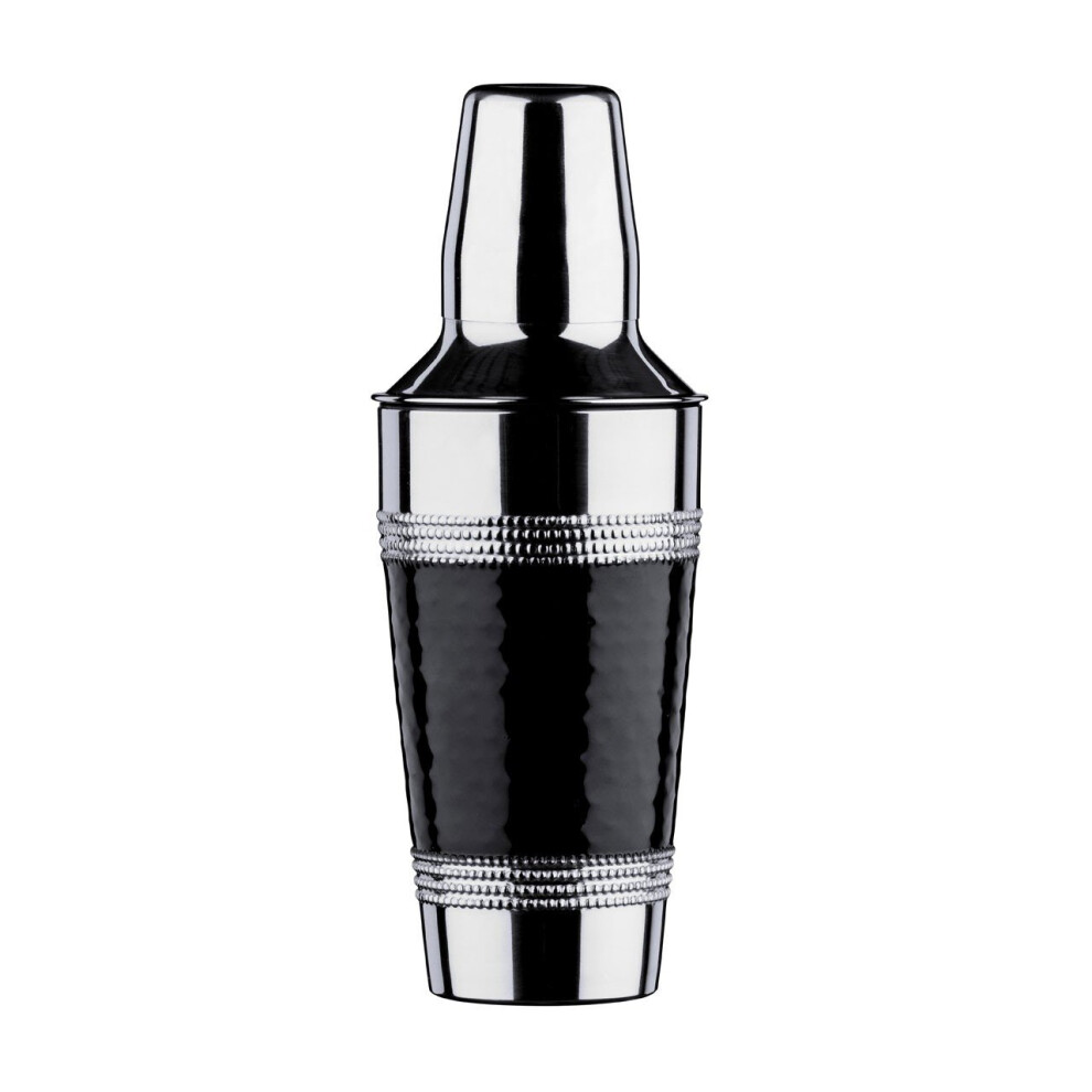 Premier Housewares Cocktail Shaker With Hammered Band - Stainless Steel Black