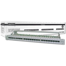 Painel de distribuição RJ45 - DIGITUS - 24 portas CAT6a STP - 1U - Ideal para redes 10 GigaBit