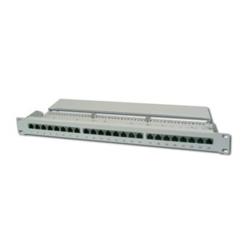 Panel de parcheo 19" - DIGITUS - Cat.6 clase E - 24 puertos RJ45 - Gris - Interior