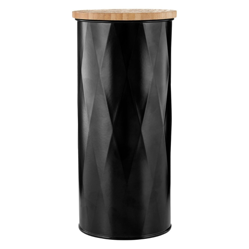 Rhombus Round Storage Canister, Large, Black