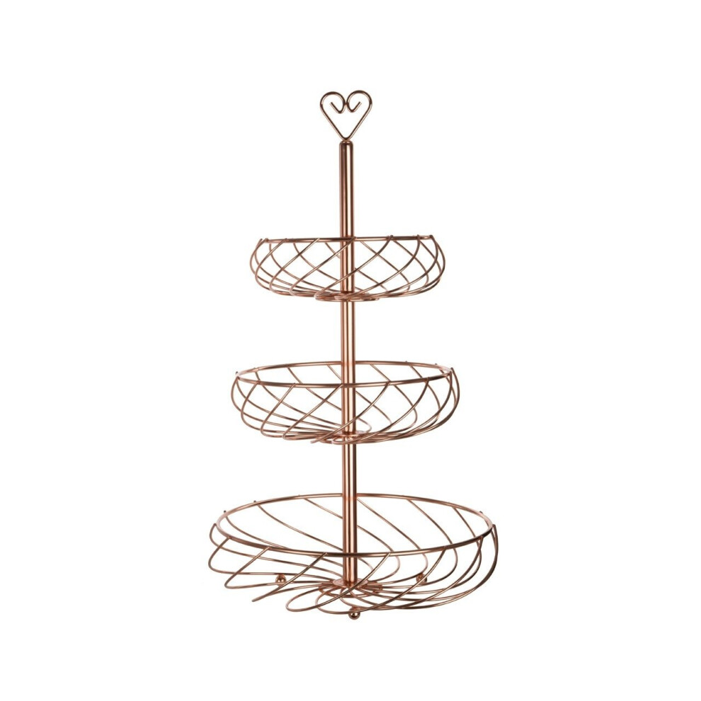 Kuper" 3-Tier Fruit Basket - Rose Gold