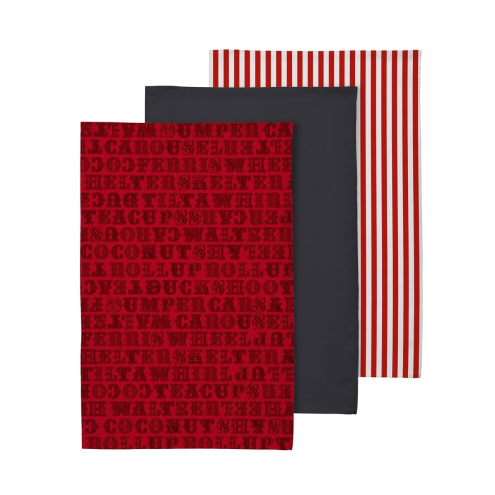 100% Cotton Carnival Tea Towels - Set Of 3