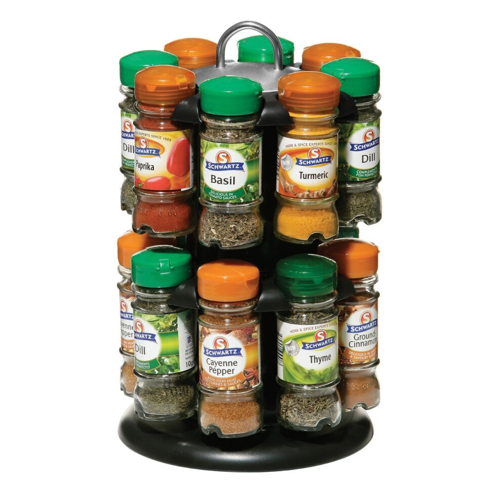 2 Tier Spice Rack with 16 Schwartz Spice Bottles