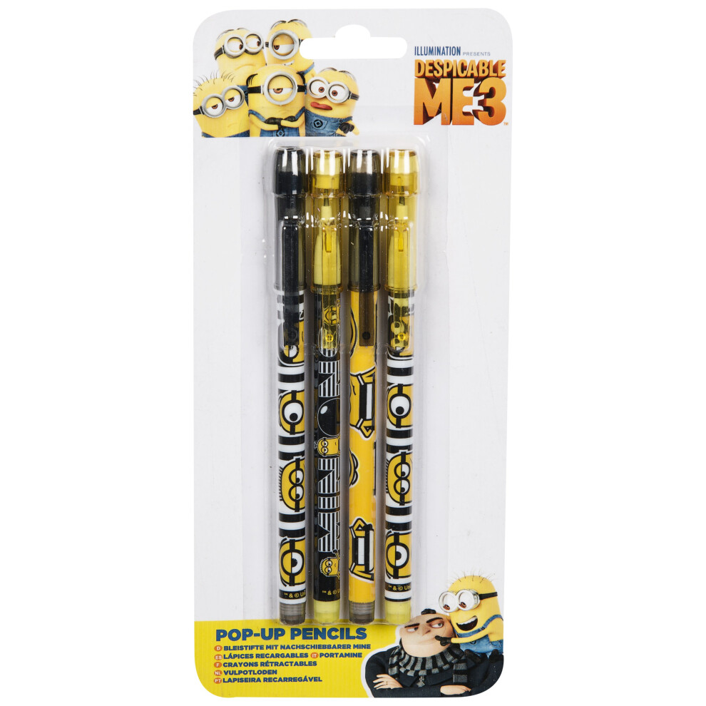Despicable Me 3 | Pop Up Pencils | 4 Pack